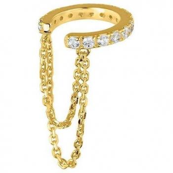 Ear Candy - Exquisito pendiente ear cuff Saidi de plata bañado en oro amarillo 18k con detalles únicos