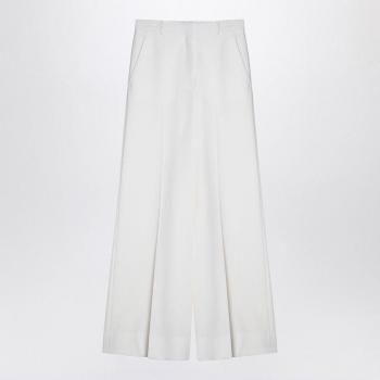 Stella McCartney Women's Beige Wide-Leg Wool Trousers Size 42