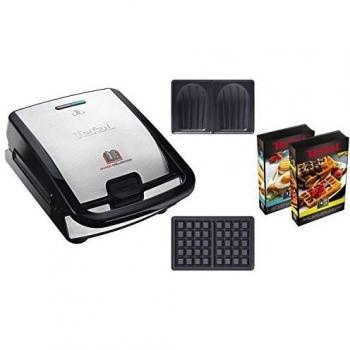 Tefal SW853D12 Sandwichera y Gofrera 2 en 1 Antiadherente 700W Negro/Inox
