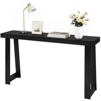 Mesa Consola Moderna VEVOR 140 cm, Mesa Auxiliar Rectangular de Madera Multicapa, Ideal para Detrás del Sofá en Pasillo, Dormitorio y Sala de Estar, Color Negro