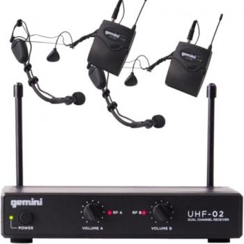 Gemini Sound UHF-02HL-S34 - Dual Channel UHF Wireless Headset Microphone System, Frequency Range: 533.7-537.2MHz