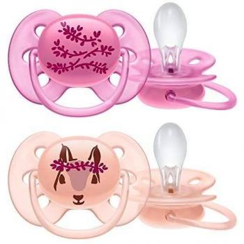 Avent Ultra Soft Soother 6-18 Months - 2 Pack (Flower/Squirrel Design)