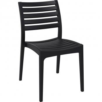 Ares Polypropylene Indoor and Outdoor Cafe Bistro Side Chair - Black