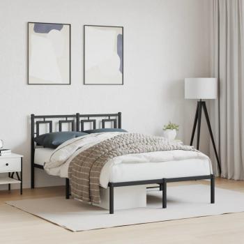 Estructura de cama con cabecero metal negro 120x200 cm