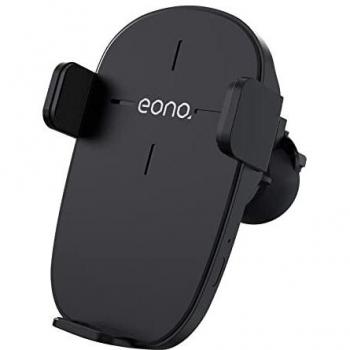 Amazon Brand - Eono C3 Cargador inalámbrico Coche con Sensor electromagnético, Qi-Certified 15W MAX Carga rápida Soporte móvil Coche Carga inalambrica Compatible con iPhone13/Samsung/Huawei