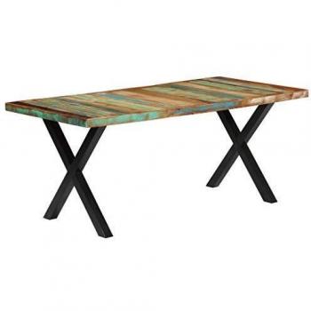 vidaXL Mesa de Comedor de Madera Maciza Reciclada Mobiliario Casa Diseño Elegante Moderna Estable Práctica Decorativa Duradera Robusta 180x90x76cm