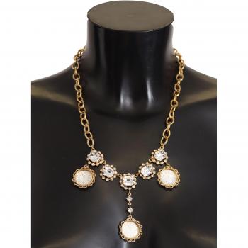 Gold Clock Statement Crystal Chain Necklace