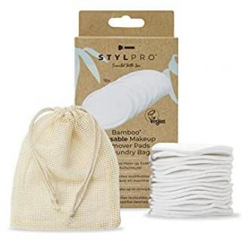 Discos Desmaquillantes Reutilizables de Bambú StylPro - Pack de 16 con Bolsa para Lavado