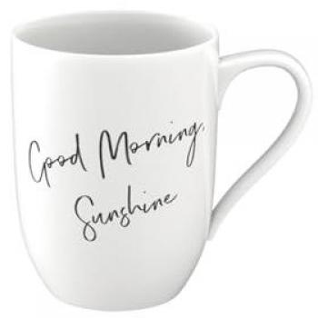 Villeroy & Boch Good Morning Sunshine Statement Mug - 340ml Porcelain Coffee Cup, Black and White