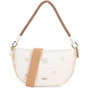 SKPAT Basilea Bolso de Hombro para Mujer, Color Blanco, con Cremallera, Bandolera Ajustable, Tamaño 29x17x6.5cm, Material Polipiel-Polip