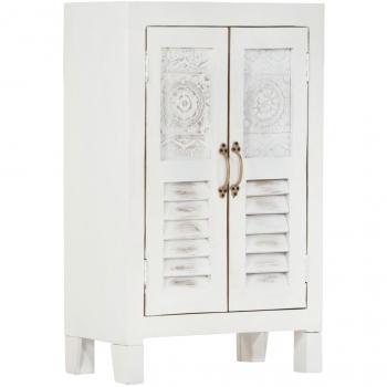 Aparador Blanco de Madera Maciza de Acacia 55x30x90 cm