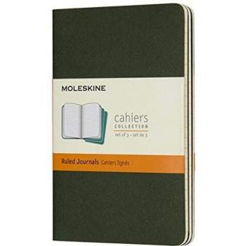 Moleskine - Cahier Journal Cuaderno de Notas, Set de 3 Cuadernos con Páginas, Tapa de Cartón y Cosido de Algodón Visible, Color Verde Mirto