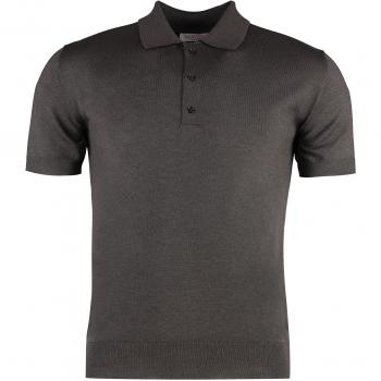 Valentino Men's Cashmere and Silk Knit Polo Shirt in Brown | Size IT M | 2V0KP01X9CM