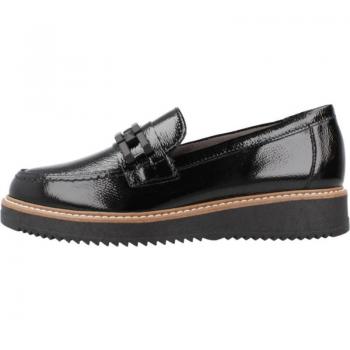 Mocasines de Mujer Pitillos Modelo 10070P Color Negro, Mocasín de charol con cadena
