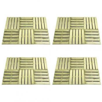 vidaXL 24x Baldosa de Porche 50x50 cm Madera de Pino Verde Suelo Loza Azulejo Teja Loseta Baldosín Terraza Veranda Balcón Resistente Intemperie