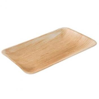BIOZOYG Palmware DTW05329 Plato de Hoja de Palma, 25 uds, Rectangular, Plano, 25x15 cm, Biodegradable