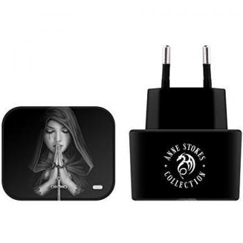 Official Anne Stokes Gothic Prayer Various Art Black EU Charger & Micro-USB Cable for Huawei Stream S 302HW
