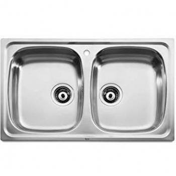 Roca A870510801 Fregadero de 2 cubetas, colección J, de acero inoxidable