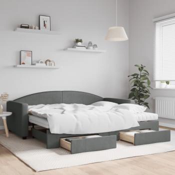 Sofá cama nido con cajones de tela gris oscuro 90x200 cm