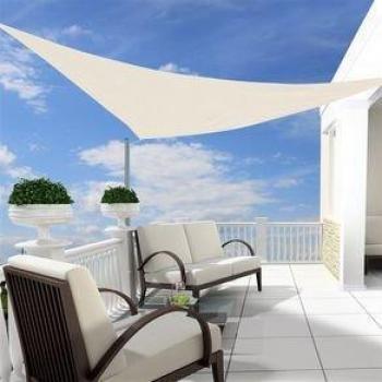 Outsunny Toldo Vela Triangular 5x5x5m Color Crema Protección UV para Terraza Jardín Camping
