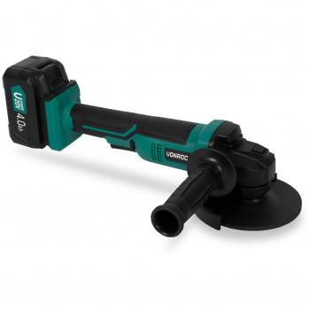 Amoladora angular inalámbrica Vonroc VPower 20V - Ø125mm - Incluye batería de 4.0Ah, cargador rápido, mango lateral y bolsa