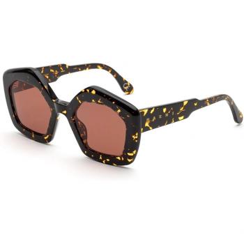 Marni Laughing Waters MHL Unisex Geometric Sunglasses in Red Havana