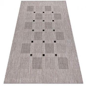 Alfombra de cuerda de sisal Floorlux 20079 Cuadrícula Plateado/Negro 240x330 cm