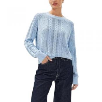 Guess Women's Blue Crew Neck Sweater Regular Fit XS
