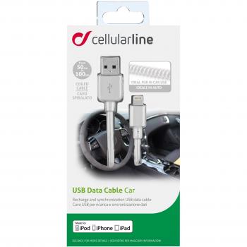 Cable USB-Lightning Espiral 1 m Blanco Cellularline
