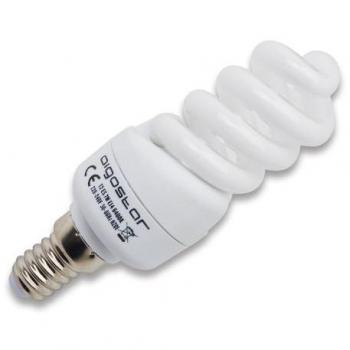 Aigostar 120733 - Bombilla de bajo consumo T2 Spiral de 7W, rosca pequeña y luz cálida, A, 230V, E14