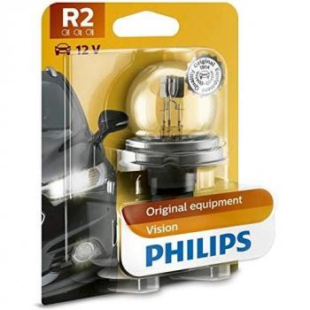 1 BOMBILLA PHILIPS VISION R2 P45t41 12V 4540W + 30% LUZ FEU COCHE MOTO SUV