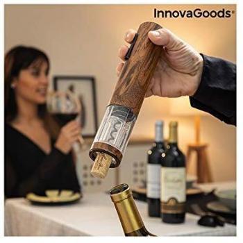 InnovaGoods V0103032 Sacacorchos Automático Recargable Efecto Madera Corkout, Acero Inoxidable
