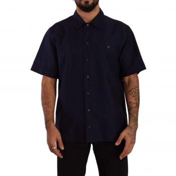 Dolce & Gabbana Navy Blue Button Down Short Sleeves Shirt - IT40 | M