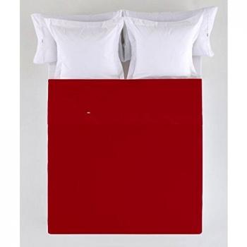 ESTELA - Sábana encimera Combi Color Burdeos - Cama de 150/160 cm. - 50% Algodón / 50% Poliéster - 144 Hilos
