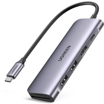 Hub Ugreen 6 en 1 USB-C a HDMI 4K@60HZ con 2x USB-A 3.2, 2x USB-C 3.2 y conversor de alimentación PD