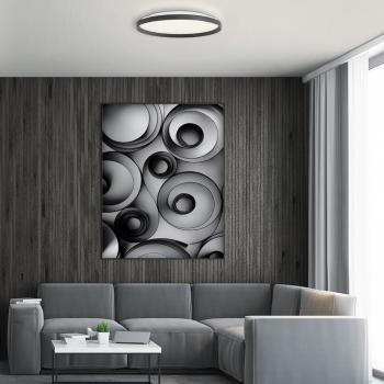 Plafón LED Flady Steinhauer, negro y blanco, diámetro 50 cm, metal, integrado (LED), iluminación directa e indirecta