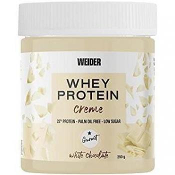 Weider Whey Protein White Spread 250 g. Crema de chocolate Blanco con 22% de proteínas Baja en azúcares Sin aceite de palma y sin gluten.