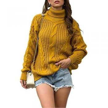 Jywmsc Suéter De Cuello Alto Mujer De Punto Invierno Moda Jerséis Pullover Acanalado Suéter