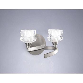Aplique de pared Ice con interruptor 2 bombillas G9 ECO, níquel satinado