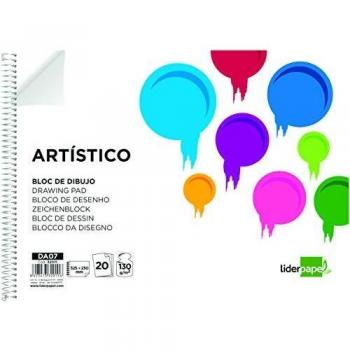 Liderpapel - Bloc Dibujo Microperforado sin Recuadro 20 hojas 130 g/m², Folio