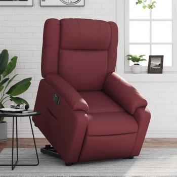 Sillón reclinable y elevable eléctrico de cuero sintético en colores Negro, Crema y Marrón - Sillón cómodo para dormitorio, silla relax y sofá