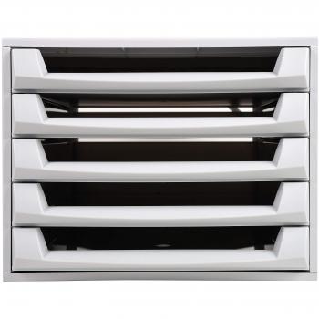 Exacompta 221040D - Módulo individual con 5 cajones para documentos A4+, cajones abiertos, con stop de seguridad -387x284x218 mm -THE BOX - Gris claro