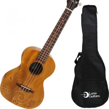 Luna Uke Tattoo Tenor Mahogany Acoustic Ukulele with Gig Bag