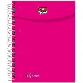 Fixo Paper 98853554. Cuaderno con Espiral A5, Cuadriculado 5 Mm, 100 Hojas, 90 g, Fucsia