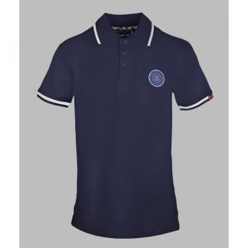 Aquascutum Men's London Embroidered Badge Navy Blue Polo Shirt - Size Small