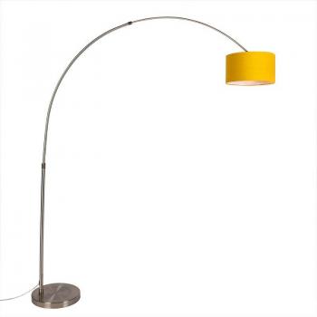Lámpara de arco XXL de acero con pantalla amarilla 35/35/20