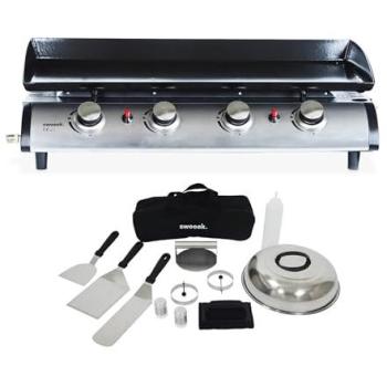 Plancha de gas 4 quemadores de acero inoxidable 10kW con utensilios Porthos