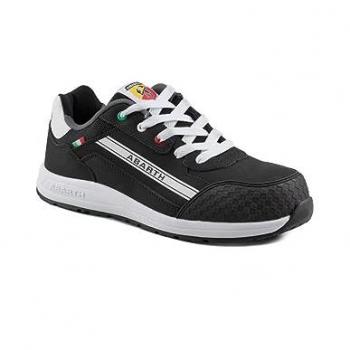 Zapato de Seguridad S3 Abarth 595 Negro en Piel Nubuck y Ante, Hidrorepelente, Puntera de Fibra de Vidrio, Libre de Metal