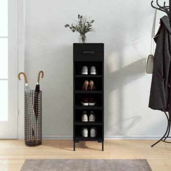 Zapatero negro de madera multicapa 30x35x105 cm