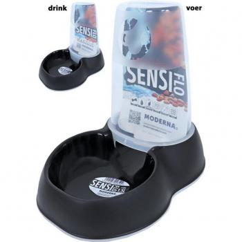 MASCOTAS NATUR - Comedero-bebedero sensiflo para mascotas (negro, 1500 ml, 29 x 19 x 25 cm) - mantiene la comida y el agua de tu mascota siempre fres